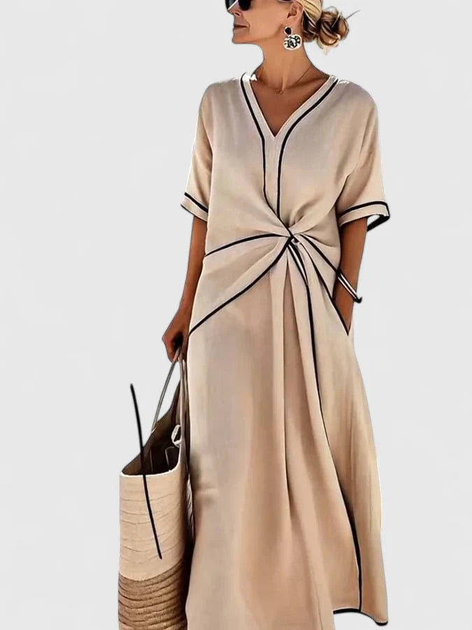Elysia Women’s Dress featuring a stylish vertical stripe pattern and a lightweight design, perfect for casual outings and summer events. 3