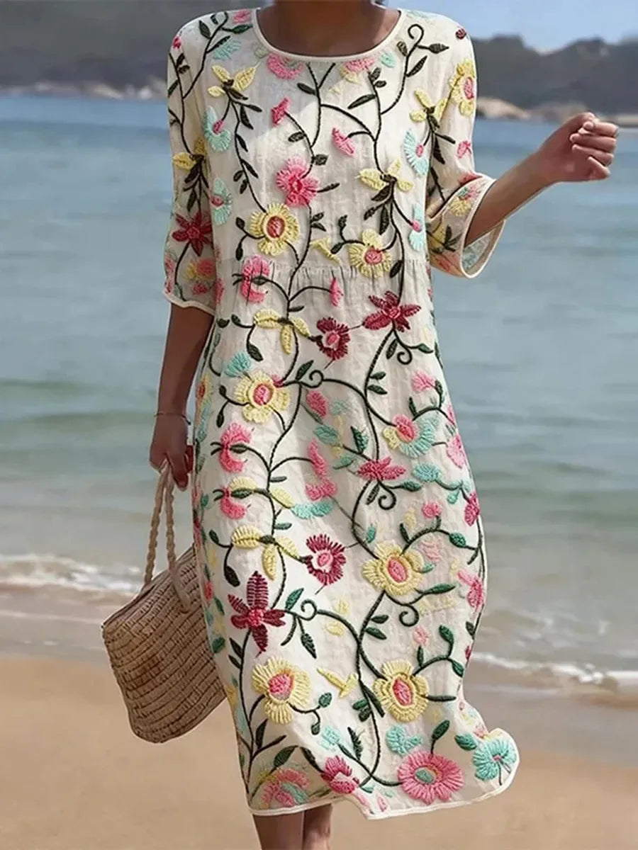 Elysia Women’s Floral Dress featuring a flowy design and relaxed fit, perfect for summer outings and casual gatherings. 0