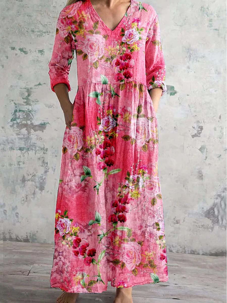 Flora Women’s Maxi Dress featuring a stylish V-neckline and rolled sleeves, perfect for casual outings and summer events. 5