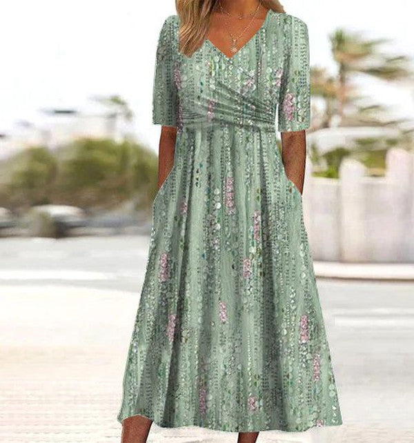 Haven Women’s Summer Dress featuring a stylish A-Line silhouette and vibrant floral design, perfect for warm-weather outings and casual gatherings. 0