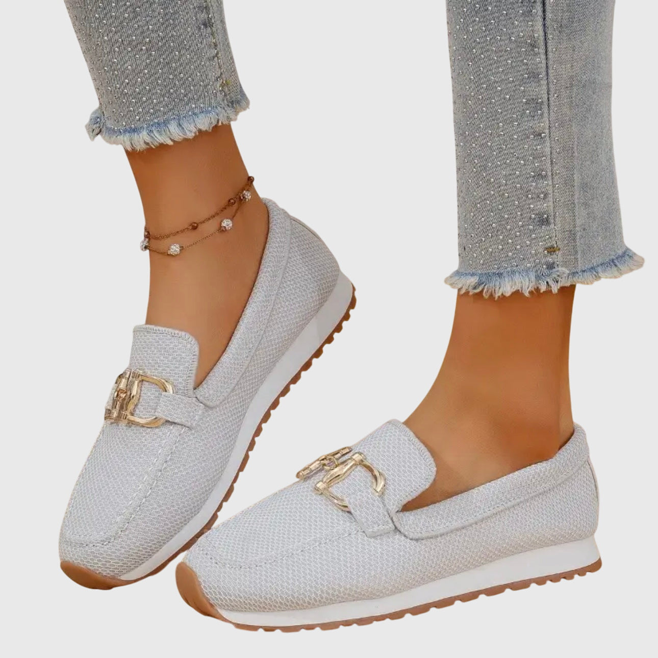 Sable Women’s Loafers featuring a breathable design and elegant gold-tone hardware, perfect for stylish comfort in any setting. 8