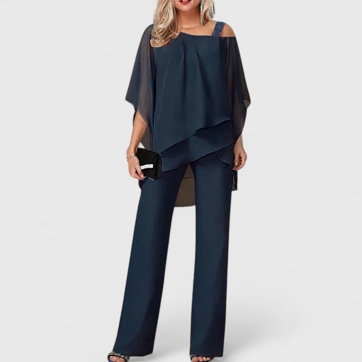 Serene Women’s Pants and Top Set featuring a tailored fit, ideal for versatile styling and comfortable wear, perfect for casual or professional occasions. 4