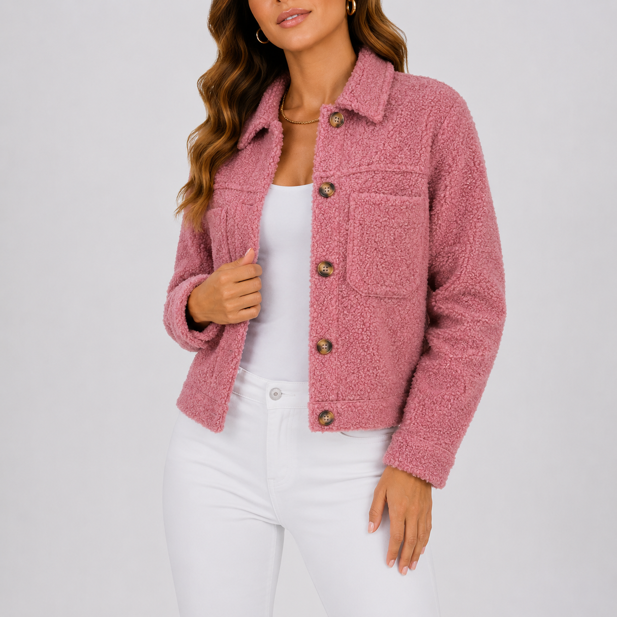 Wynna Women's Knit Blazer Jacket in a stylish design, perfect for casual autumn wear, featuring convenient pockets for added functionality. 3
