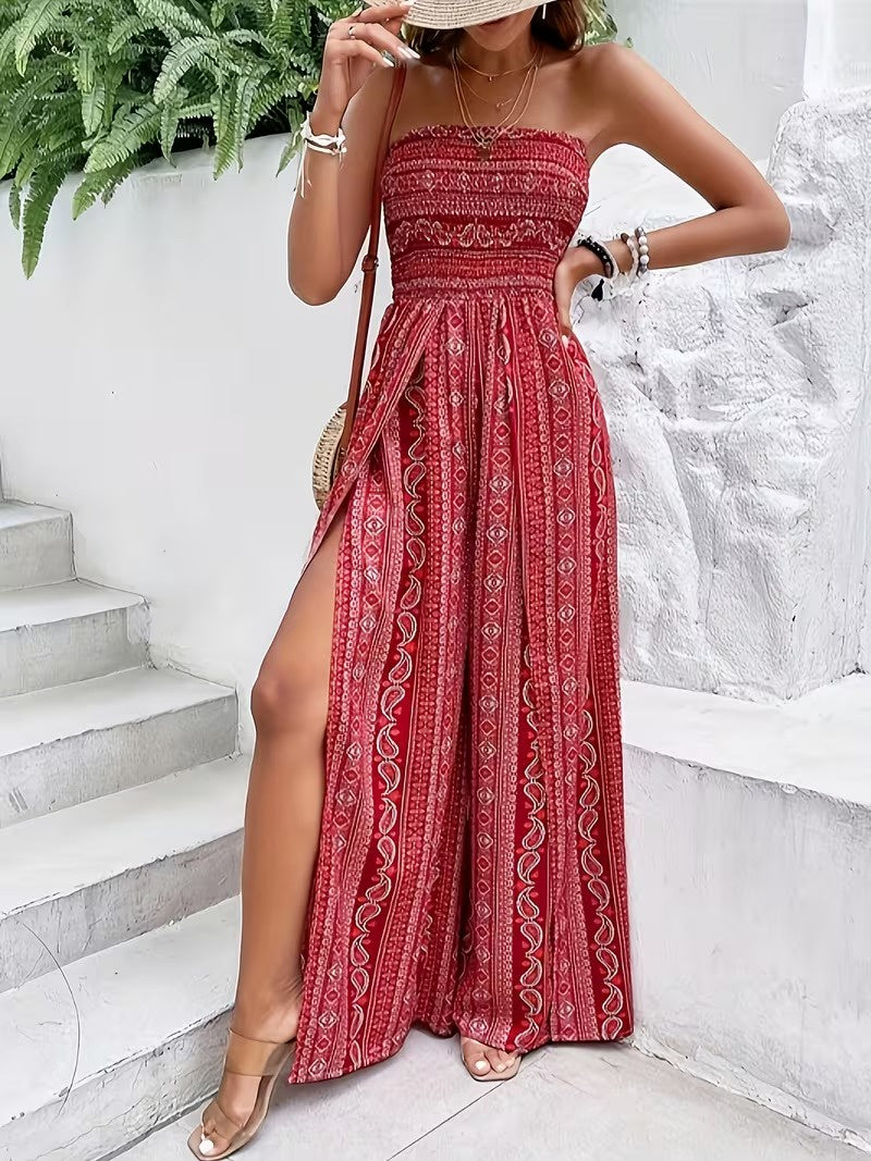 Women's Strapless Wide-Leg Jumpsuit