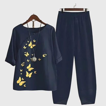 Allegra Women’s Loungewear Set featuring a loose fit design and vibrant artistic prints, perfect for comfortable home wear and stylish relaxation. 0