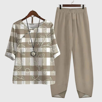 Allegra Women’s Loungewear Set featuring a loose fit design and vibrant artistic prints, perfect for comfortable home wear and stylish relaxation. 1
