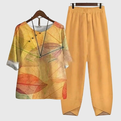 Allegra Women’s Loungewear Set featuring a loose fit design and vibrant artistic prints, perfect for comfortable home wear and stylish relaxation. 4