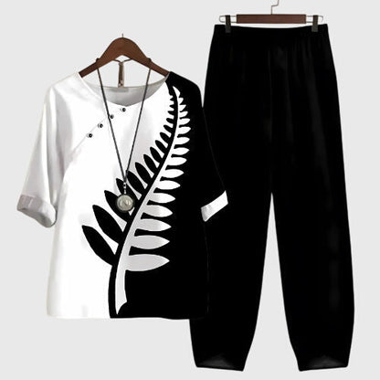 Allegra Women’s Loungewear Set featuring a loose fit design and vibrant artistic prints, perfect for comfortable home wear and stylish relaxation. 5