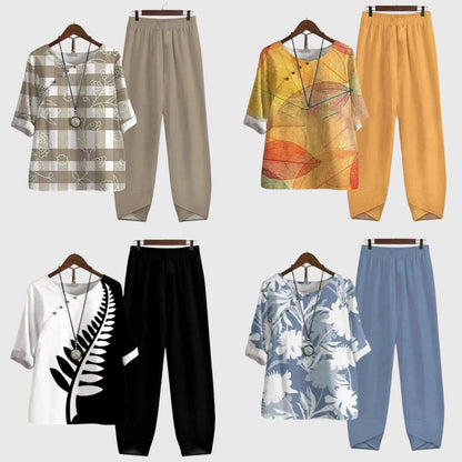 Allegra Women’s Loungewear Set featuring a loose fit design and vibrant artistic prints, perfect for comfortable home wear and stylish relaxation. 7