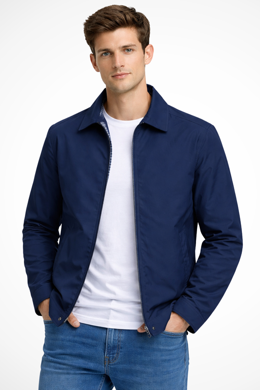 Alto Men’s Harrington Jacket featuring a stylish collared design and classic check lining, perfect for casual and smart-casual outfits. 0