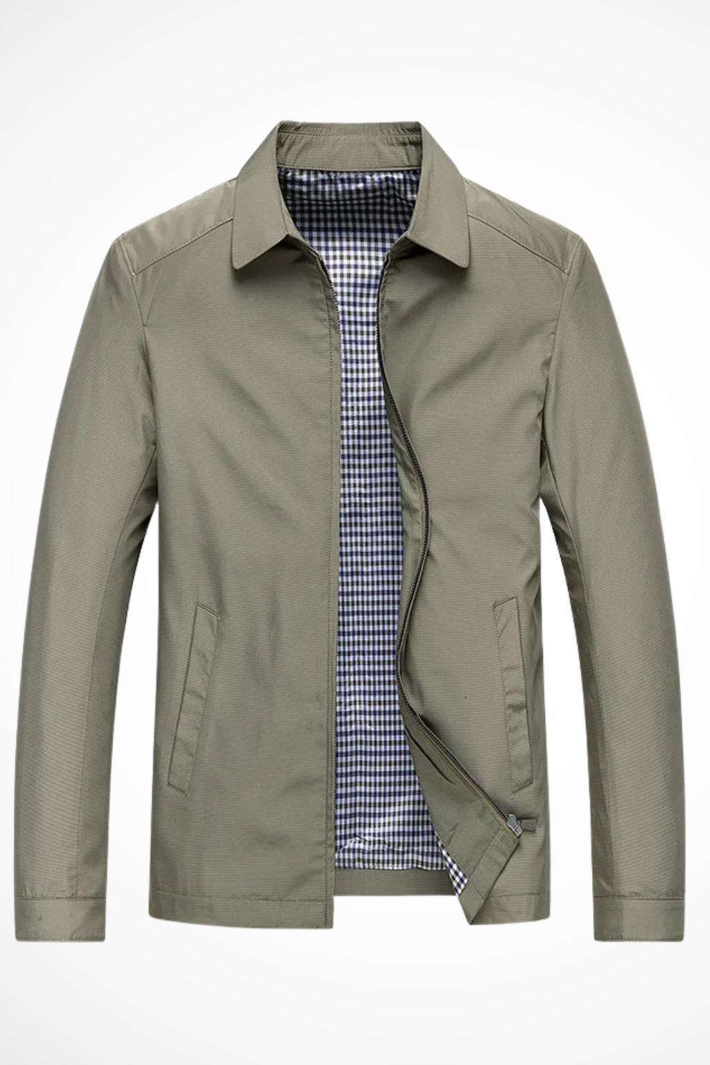 Alto Men’s Harrington Jacket featuring a stylish collared design and classic check lining, perfect for casual and smart-casual outfits. 7