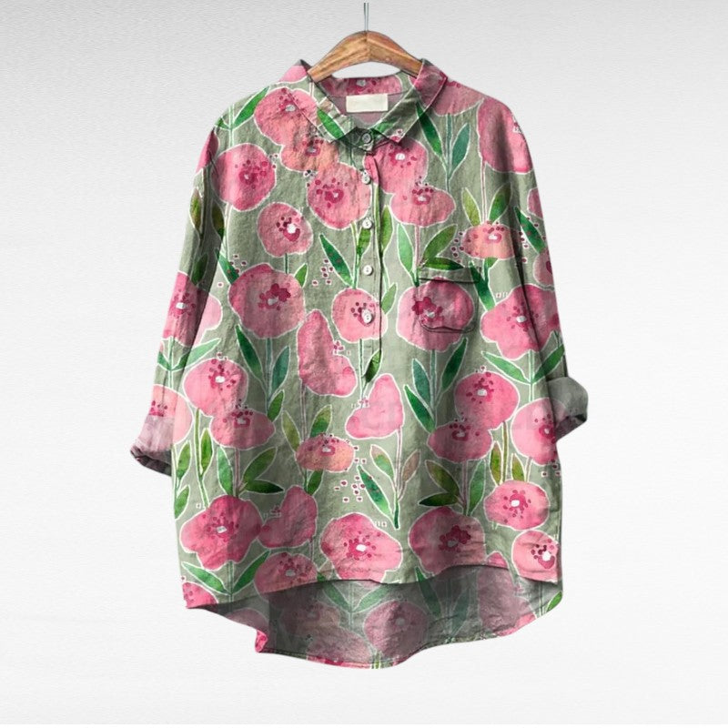 Amaya Women’s Floral Blouse featuring a vibrant multicolour pattern and a relaxed fit, perfect for casual wear and spring fashion. 6