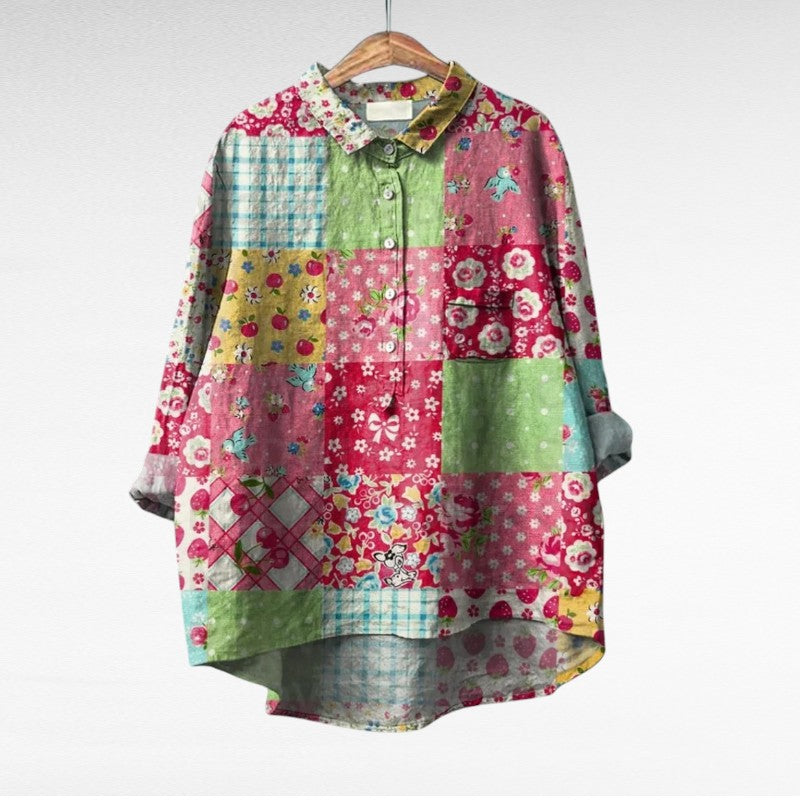 Amaya Women’s Floral Blouse featuring a vibrant multicolour pattern and a relaxed fit, perfect for casual wear and spring fashion. 9