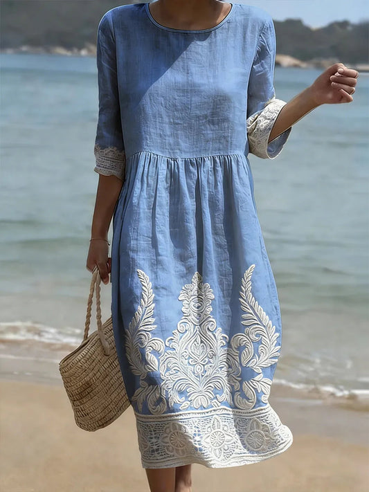 Amber floral dress for women featuring a flowy fit and timeless design, perfect for casual outings and special occasions. 0