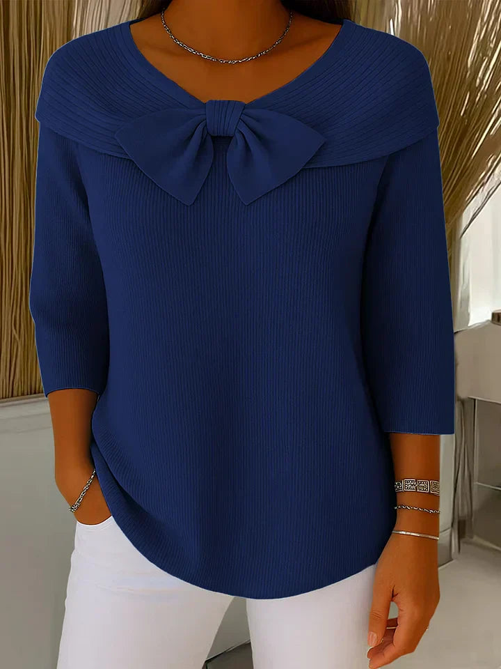 Anvie Women’s Jumper featuring a stylish bow detail and a fitted silhouette, perfect for chic casual wear. 4