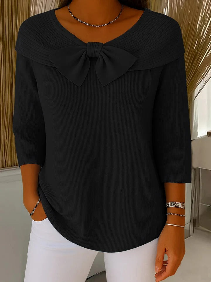 Anvie Women’s Jumper featuring a stylish bow detail and a fitted silhouette, perfect for chic casual wear. 5