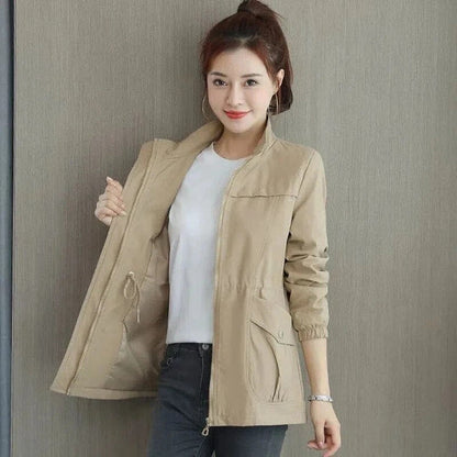 Aurora Women's Casual Jacket featuring a lightweight design and adjustable drawstring waist for a stylish and comfortable fit. 1