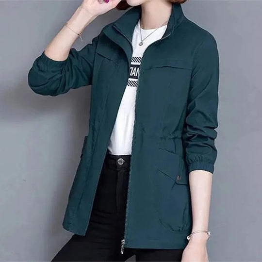 Aurora Women's Casual Jacket featuring a lightweight design and adjustable drawstring waist for a stylish and comfortable fit. 5