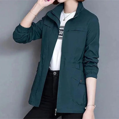 Aurora Women's Casual Jacket featuring a lightweight design and adjustable drawstring waist for a stylish and comfortable fit. 5