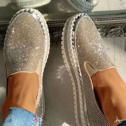 Aussie Orthopedic Slip-On Shoes for Women featuring elegant rhinestone detail, designed for comfort and style. 1