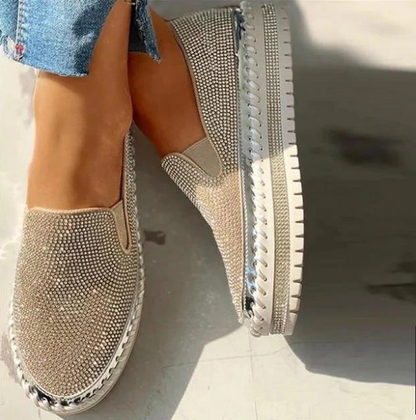 Aussie Orthopedic Slip-On Shoes for Women featuring elegant rhinestone detail, designed for comfort and style. 2