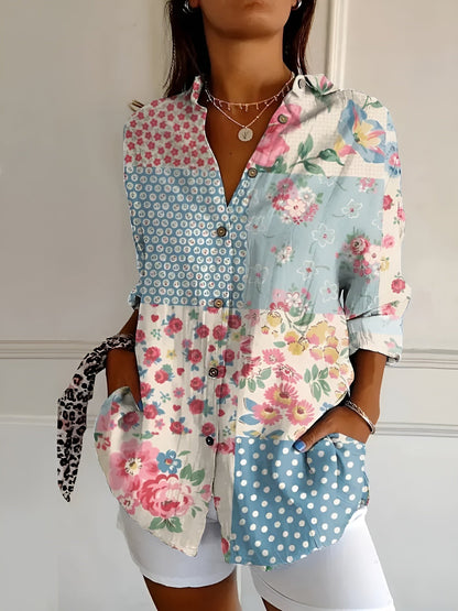 Ava Women's Blouse featuring whimsical prints and a comfortable fit, perfect for casual and semi-formal occasions. 1