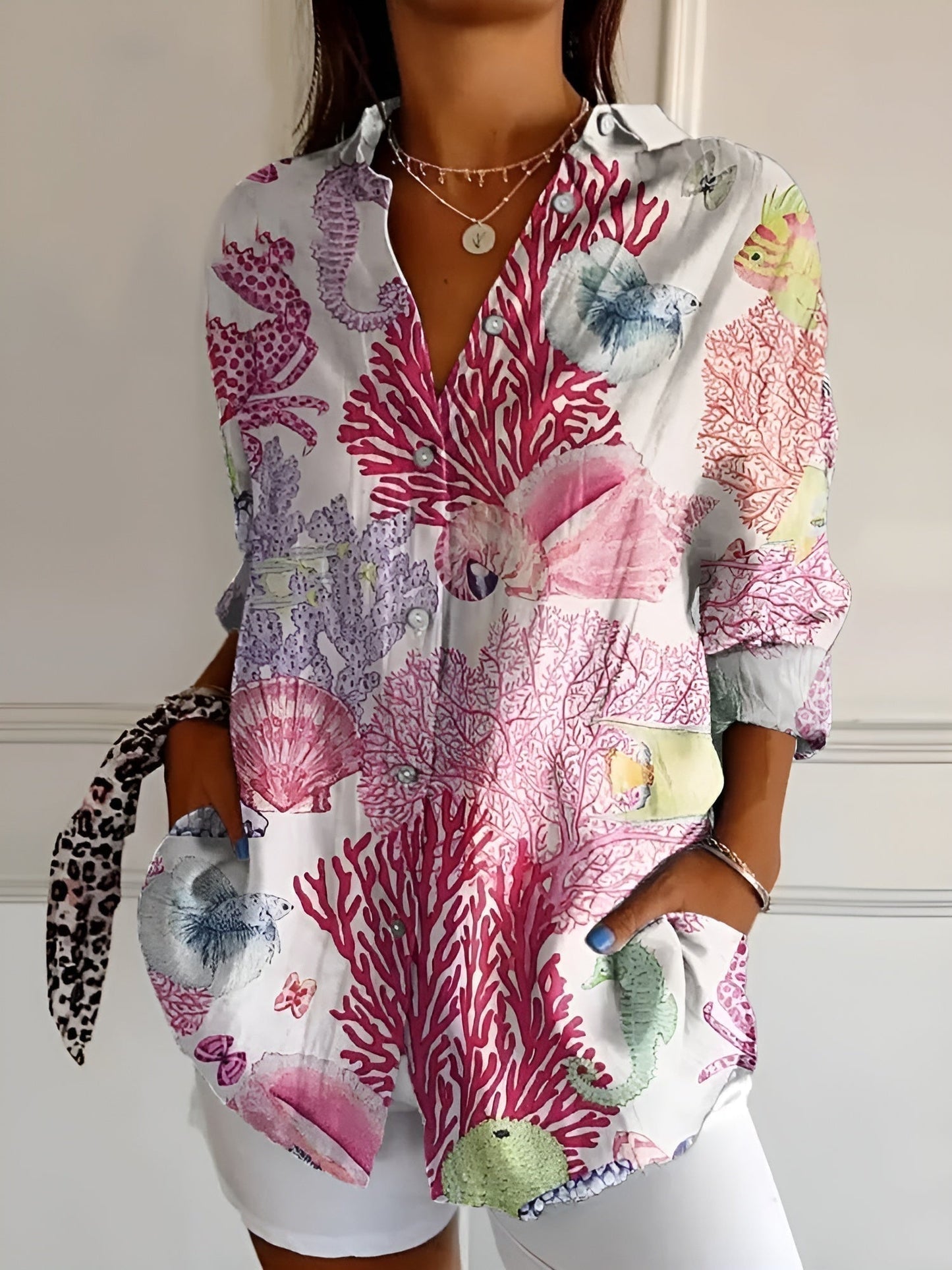 Ava Women's Blouse featuring whimsical prints and a comfortable fit, perfect for casual and semi-formal occasions. 2