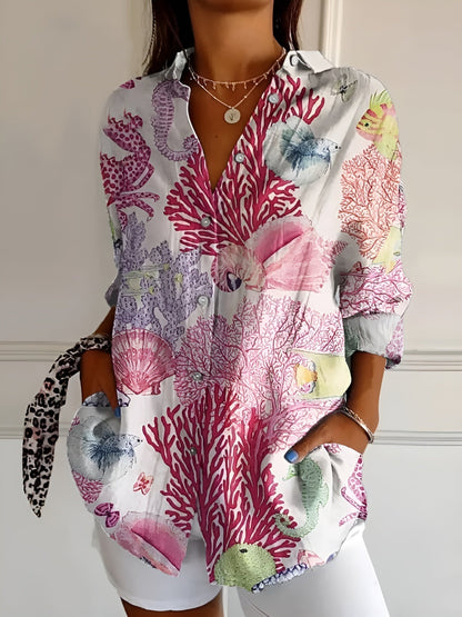 Ava Women's Blouse featuring whimsical prints and a comfortable fit, perfect for casual and semi-formal occasions. 2