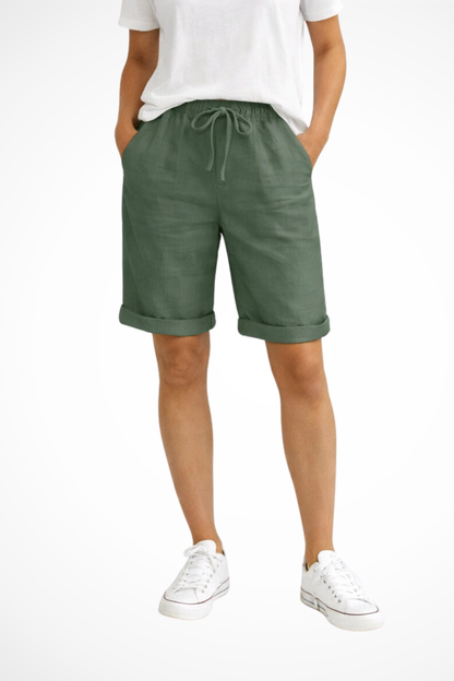 Aveline Women’s Linen Pants featuring a relaxed fit and elastic drawstring waist, perfect for comfortable and stylish summer wear. 3