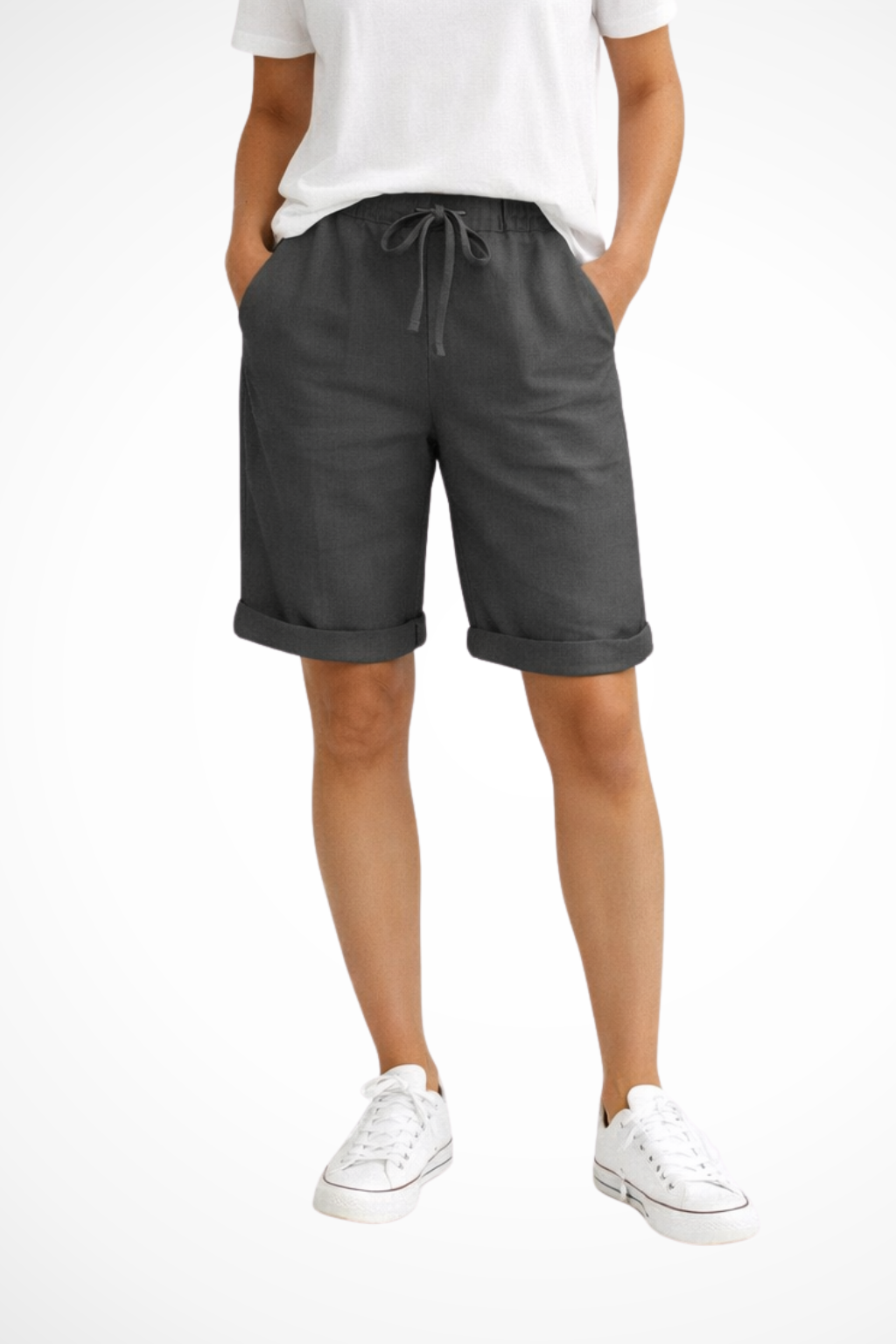 Aveline Women’s Linen Pants featuring a relaxed fit and elastic drawstring waist, perfect for comfortable and stylish summer wear. 4