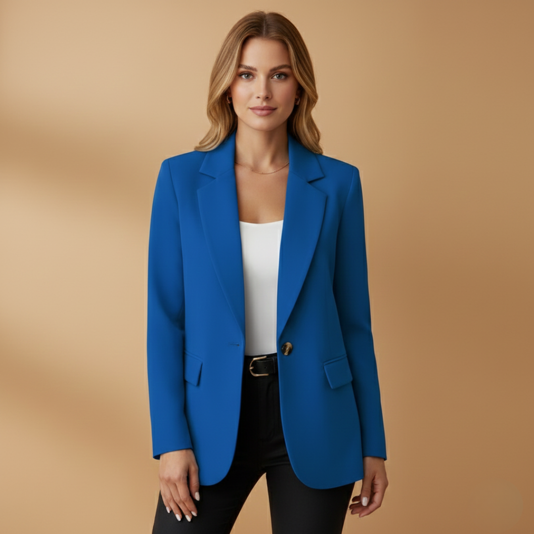Bella Women's Blazer featuring a stylish notched lapel and functional flap pockets, perfect for professional and casual outfits. 7