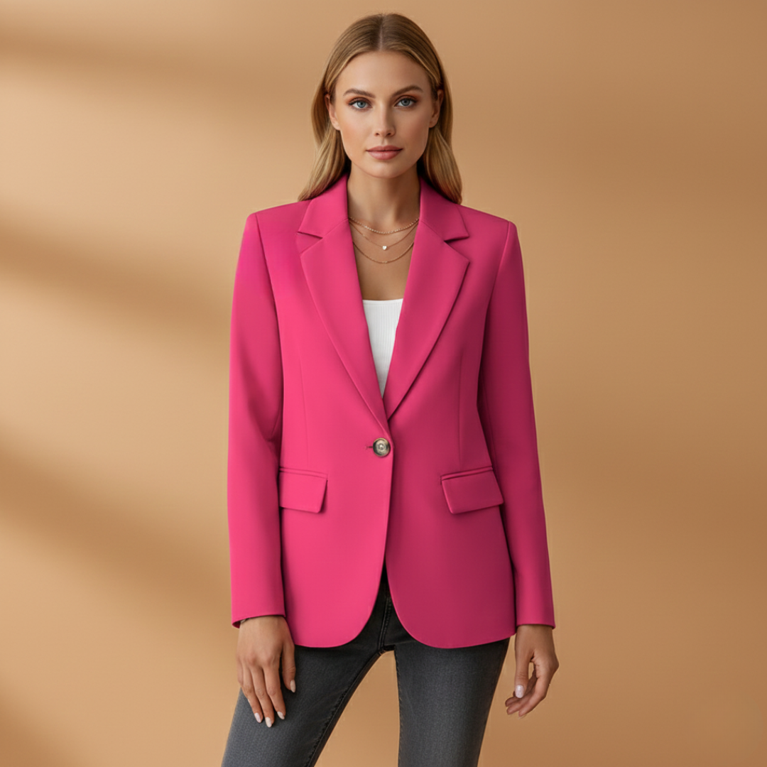 Bella Women's Blazer featuring a stylish notched lapel and functional flap pockets, perfect for professional and casual outfits. 9