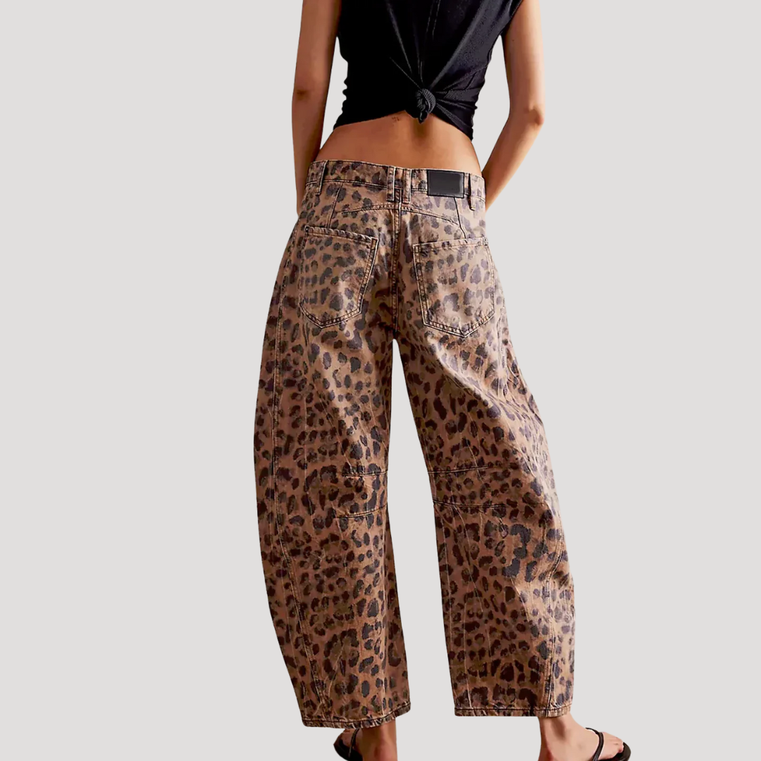 Bella Women’s Jeans featuring a stylish loose barrel leg design, perfect for casual outings and comfortable everyday wear. 1