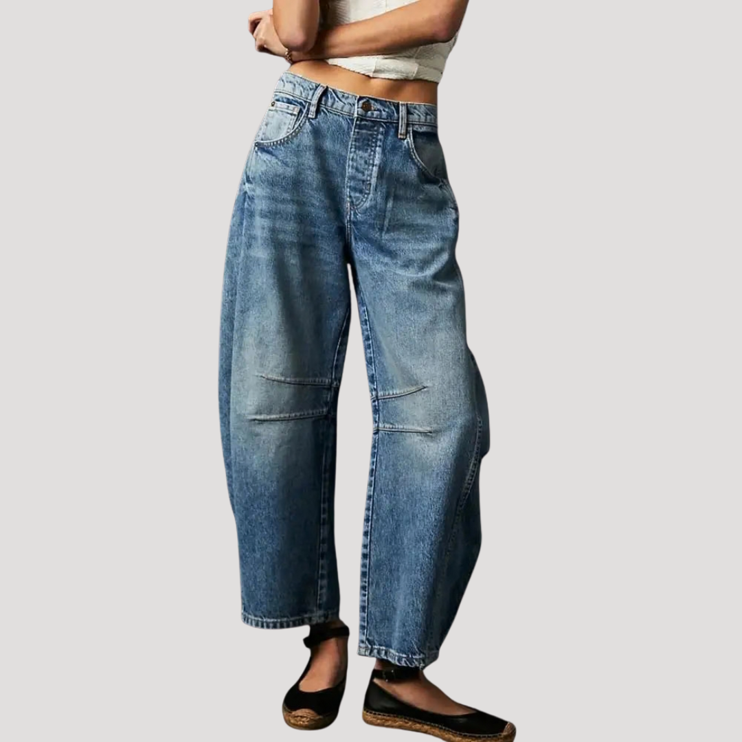 Bella Women’s Jeans featuring a stylish loose barrel leg design, perfect for casual outings and comfortable everyday wear. 4