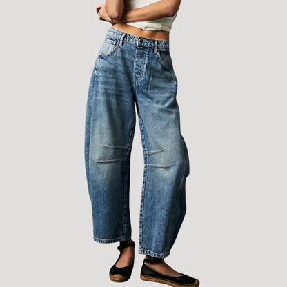 Bella Women’s Jeans featuring a stylish loose barrel leg design, perfect for casual outings and comfortable everyday wear. 4