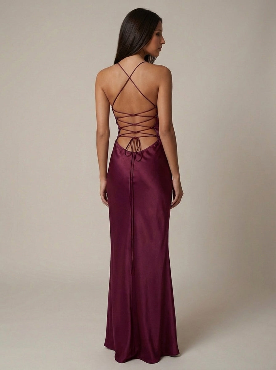 Bella Women’s Maxi Dress featuring a stylish beaded halter neckline and an elegant lace-up back, perfect for summer outings and special occasions. 8
