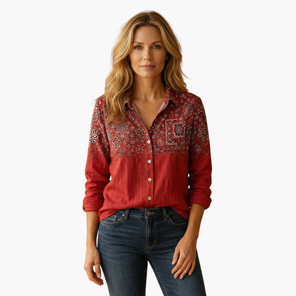 Bella Women's Shirt featuring a classic collar and long sleeves, designed for a stylish and comfortable fit in versatile colors, perfect for both casual and professional occasions. 1