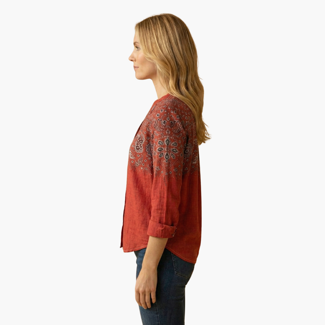 Bella Women's Shirt featuring a classic collar and long sleeves, designed for a stylish and comfortable fit in versatile colors, perfect for both casual and professional occasions. 3