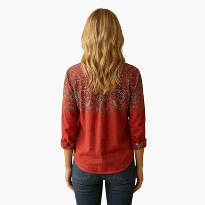 Bella Women's Shirt featuring a classic collar and long sleeves, designed for a stylish and comfortable fit in versatile colors, perfect for both casual and professional occasions. 4