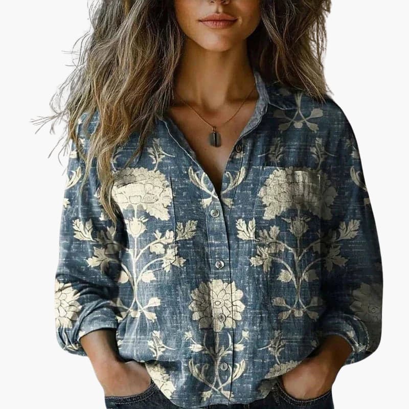Bella Women's Shirt featuring a classic collar and long sleeves, designed for a stylish and comfortable fit in versatile colors, perfect for both casual and professional occasions. 8