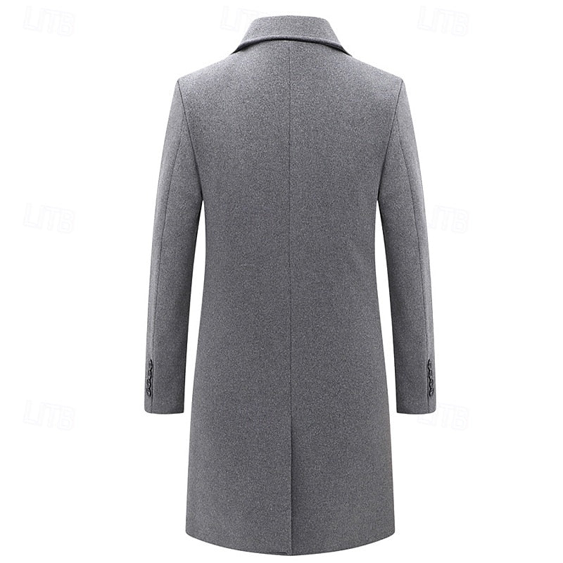 Men's Bertram double-breasted overcoat featuring a tailored fit, classic design, and warm fabric, perfect for stylish winter wear. 2