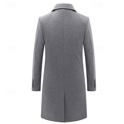 Men's Bertram double-breasted overcoat featuring a tailored fit, classic design, and warm fabric, perfect for stylish winter wear. 2