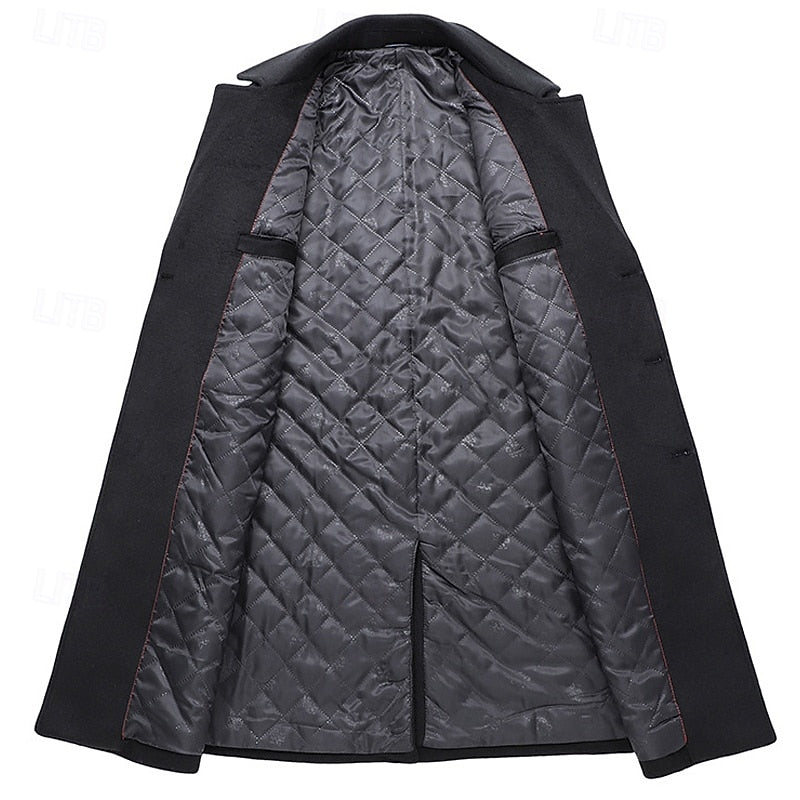 Men's Bertram double-breasted overcoat featuring a tailored fit, classic design, and warm fabric, perfect for stylish winter wear. 5