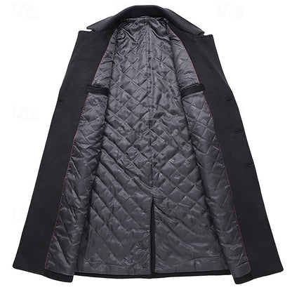 Men's Bertram double-breasted overcoat featuring a tailored fit, classic design, and warm fabric, perfect for stylish winter wear. 5