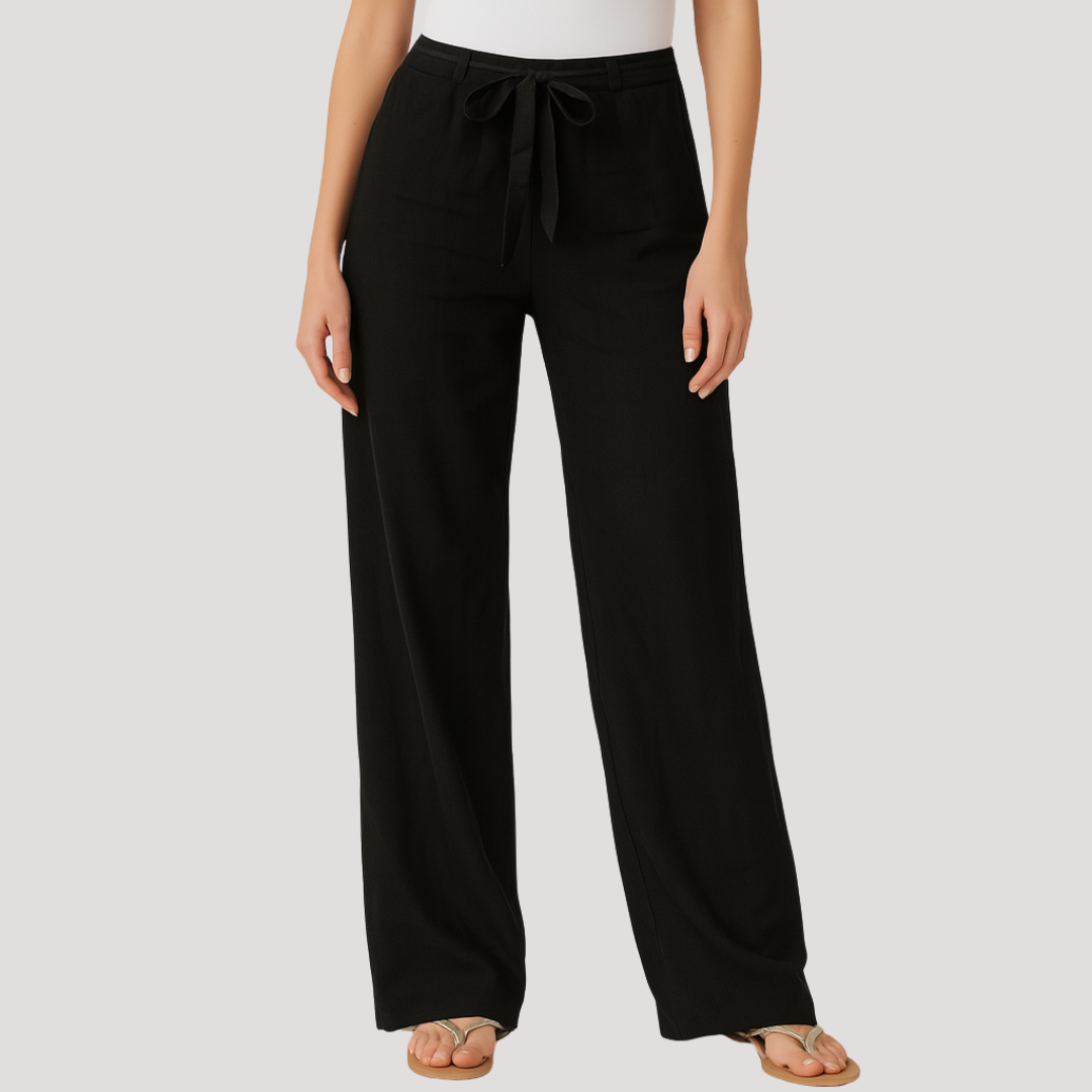 Breezy trousers for women featuring an adjustable drawstring waist, perfect for a comfortable and stylish fit in any casual setting. 3