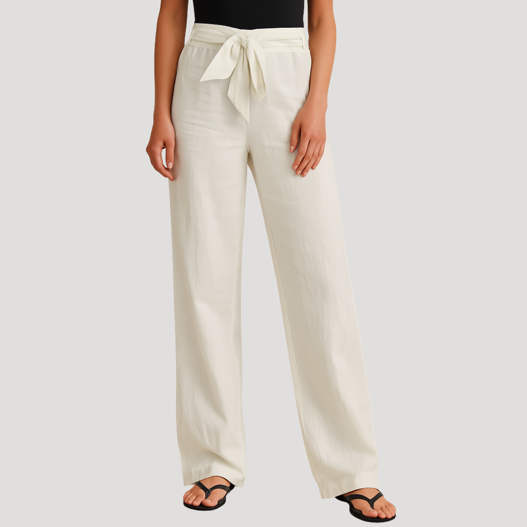 Breezy trousers for women featuring an adjustable drawstring waist, perfect for a comfortable and stylish fit in any casual setting. 4