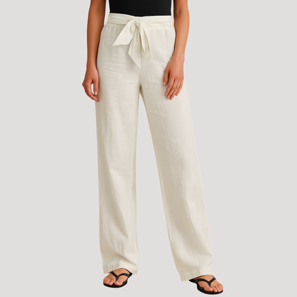 Breezy trousers for women featuring an adjustable drawstring waist, perfect for a comfortable and stylish fit in any casual setting. 4