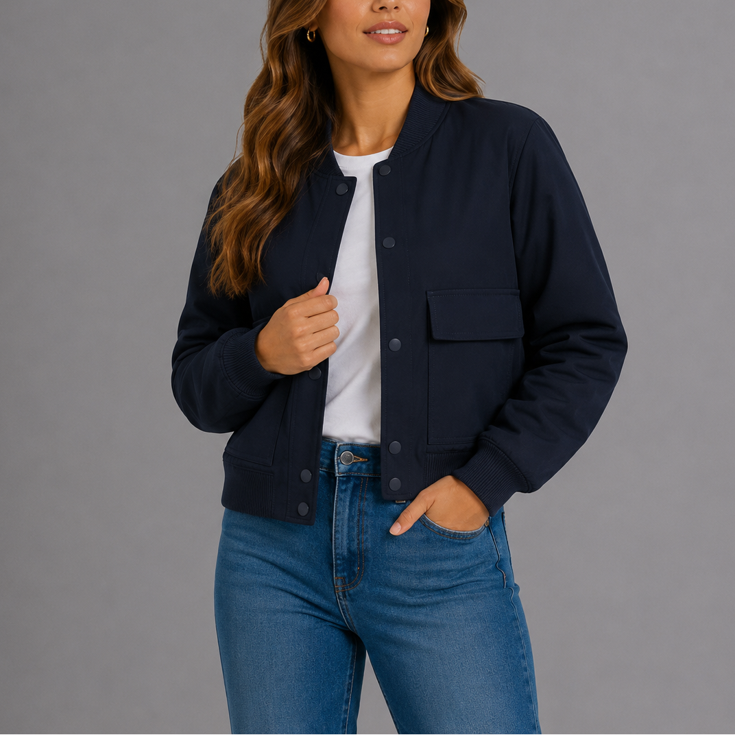 Lightweight Bryn Women's Bomber Jacket in versatile design, perfect for casual everyday wear, featuring a stylish fit and comfortable fabric. 0