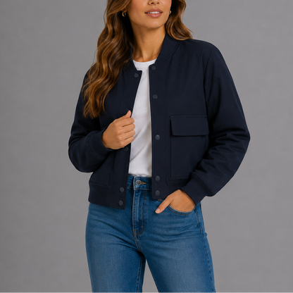 Lightweight Bryn Women's Bomber Jacket in versatile design, perfect for casual everyday wear, featuring a stylish fit and comfortable fabric. 0