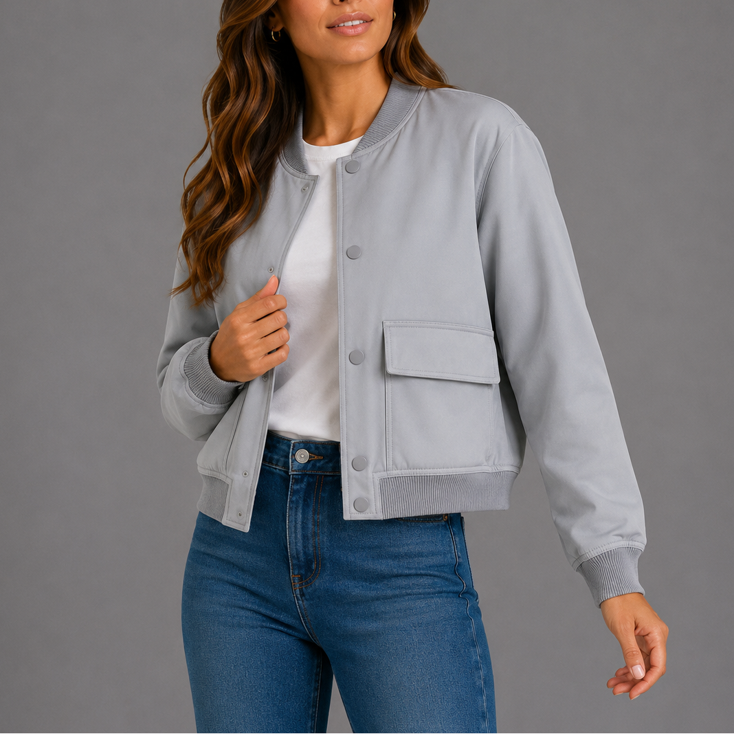 Lightweight Bryn Women's Bomber Jacket in versatile design, perfect for casual everyday wear, featuring a stylish fit and comfortable fabric. 5